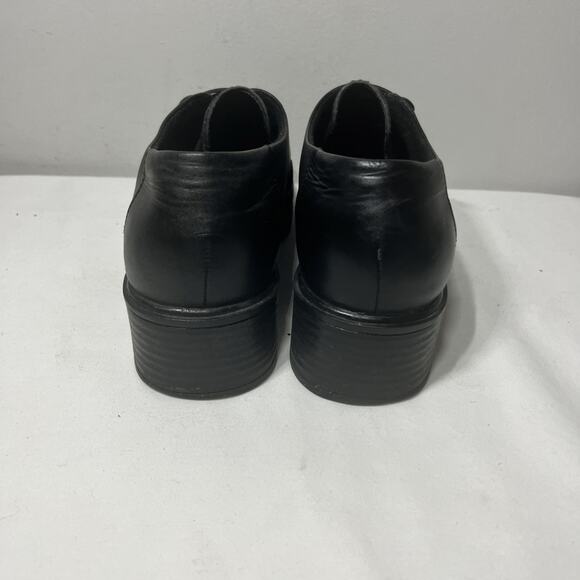 Earth Shoe Sophia Black Leather Oxford Slip On Chunky Goth Grunge Casual 7 - Picture 6 of 9